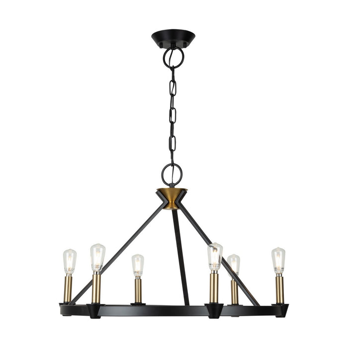 Artcraft AC11986BB Six Light Chandelier, Black and Brushed Brass