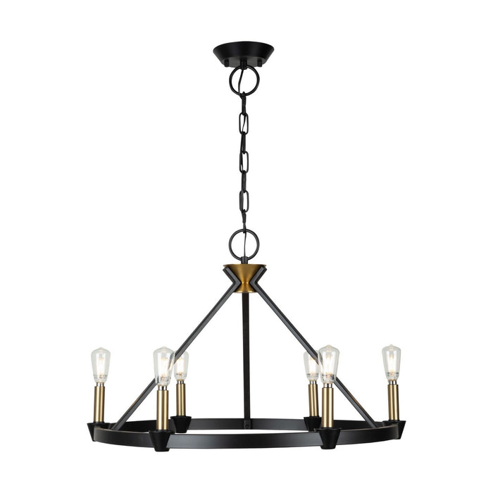 Artcraft AC11986BB Six Light Chandelier, Black and Brushed Brass