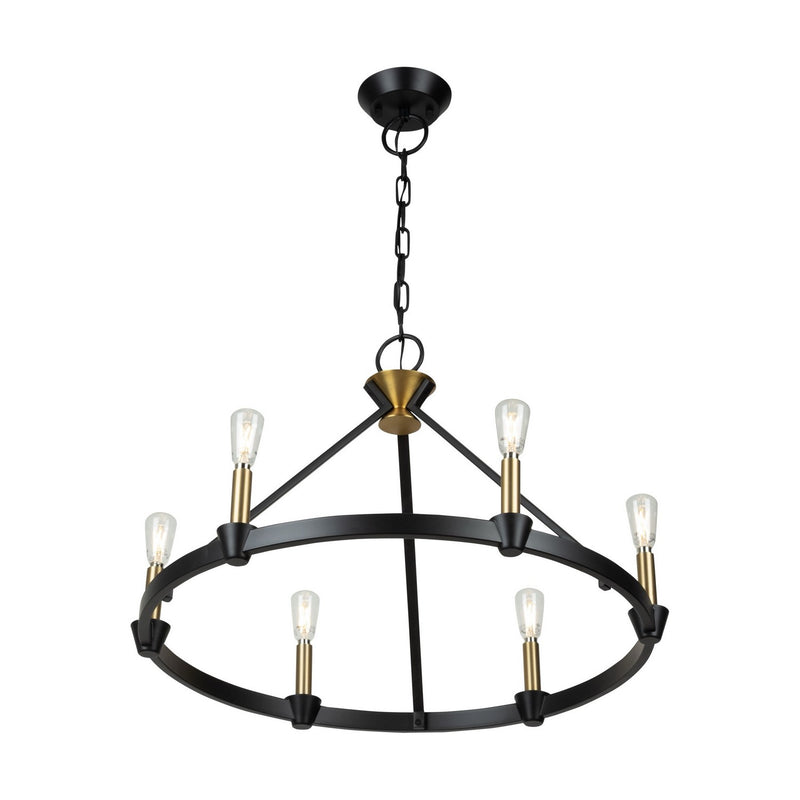 Artcraft AC11986BB Six Light Chandelier, Black and Brushed Brass