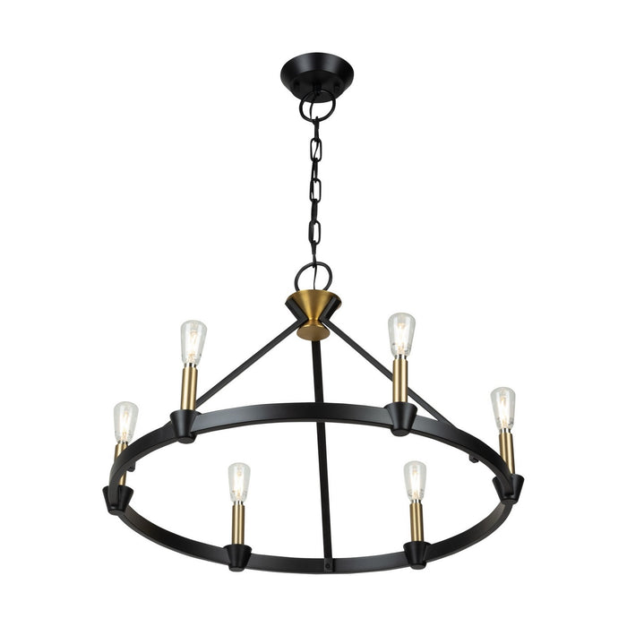 Artcraft AC11986BB Six Light Chandelier, Black and Brushed Brass