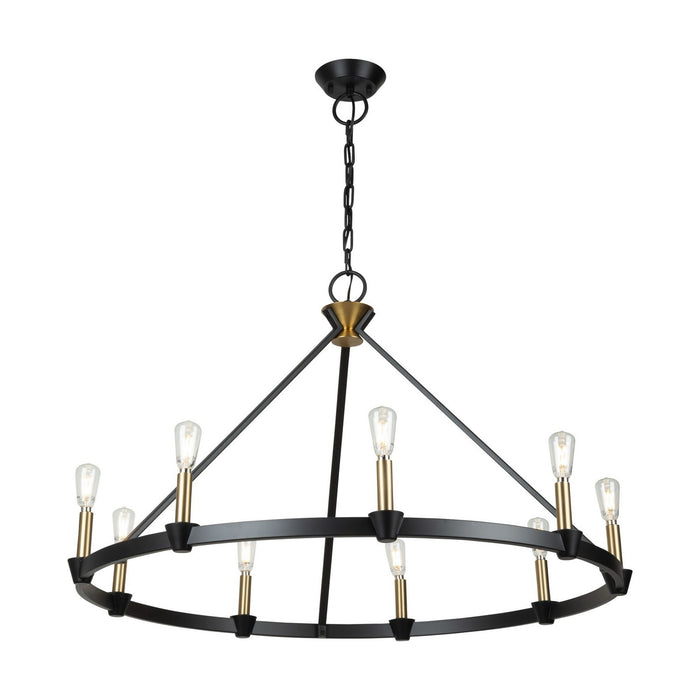 Artcraft AC11989BB Nine Light Chandelier, Black and Brushed Brass
