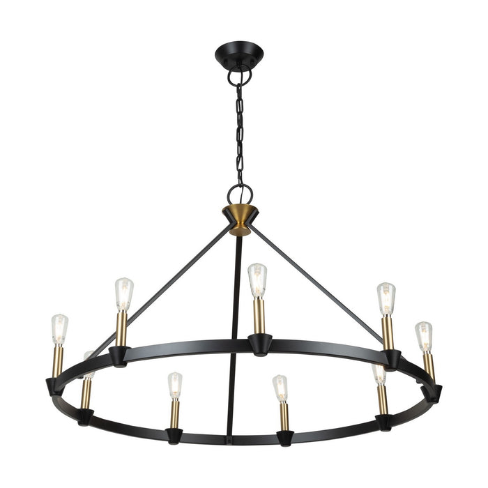 Artcraft AC11989BB Nine Light Chandelier, Black and Brushed Brass