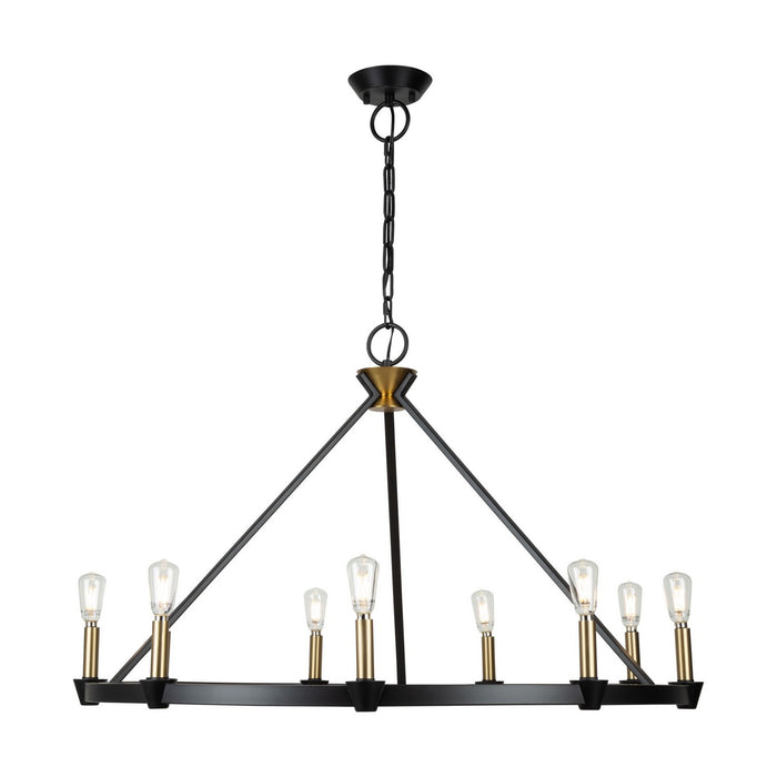 Artcraft AC11989BB Nine Light Chandelier, Black and Brushed Brass