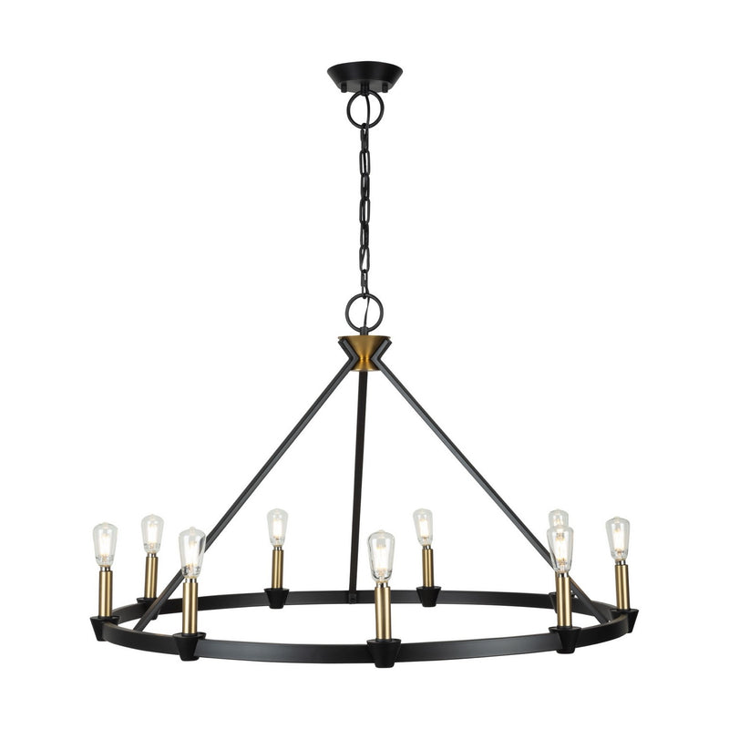 Artcraft AC11989BB Nine Light Chandelier, Black and Brushed Brass