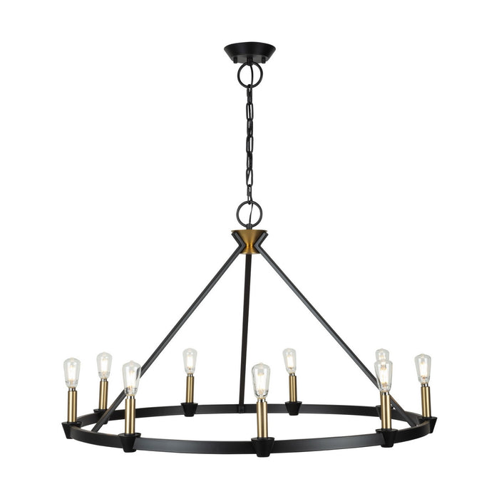 Artcraft AC11989BB Nine Light Chandelier, Black and Brushed Brass