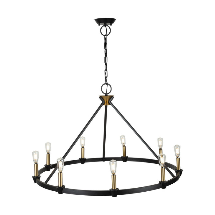 Artcraft AC11989BB Nine Light Chandelier, Black and Brushed Brass