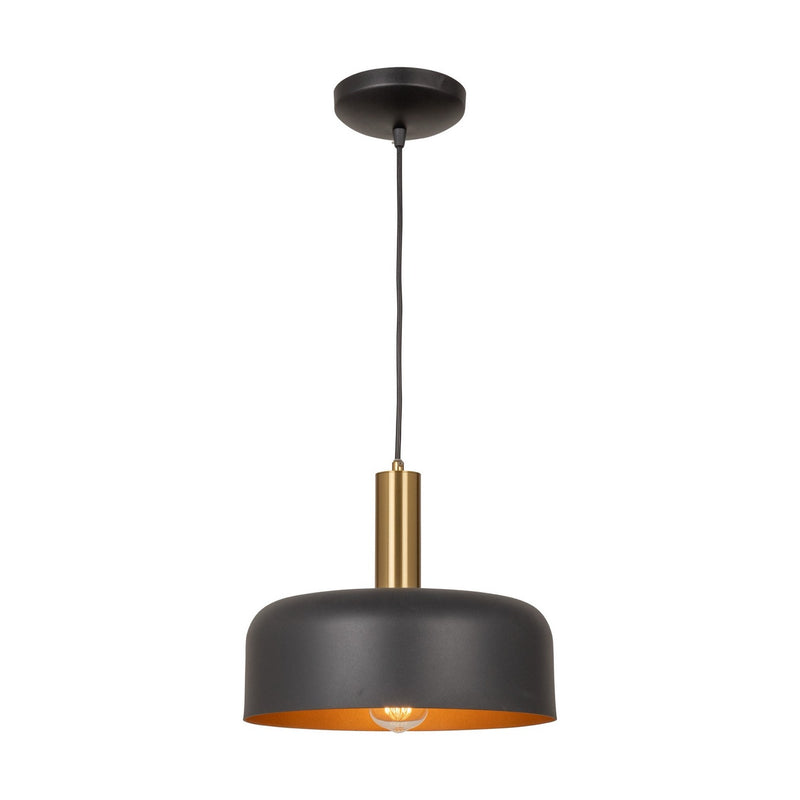 Artcraft AC7421BB One Light Pendant, Black and Brushed Brass