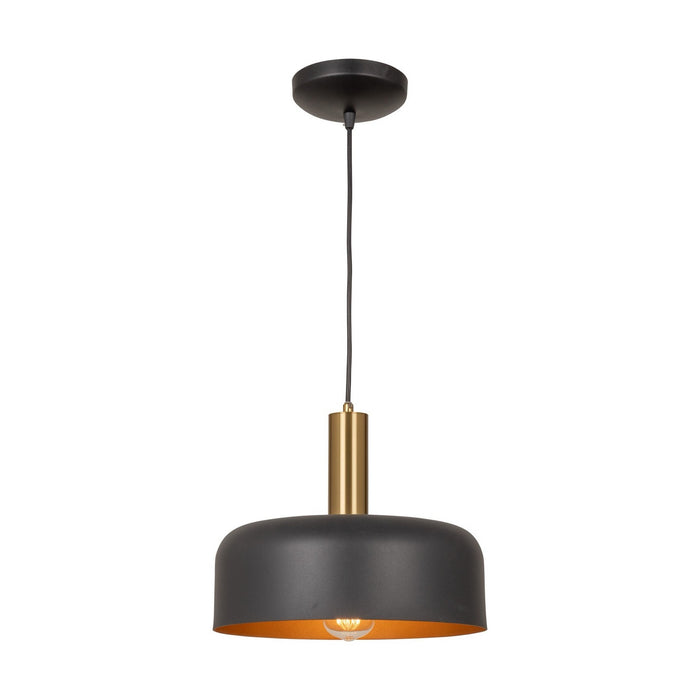 Artcraft AC7421BB One Light Pendant, Black and Brushed Brass