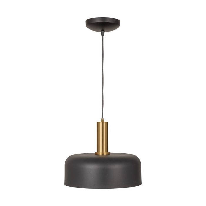 Artcraft AC7421BB One Light Pendant, Black and Brushed Brass