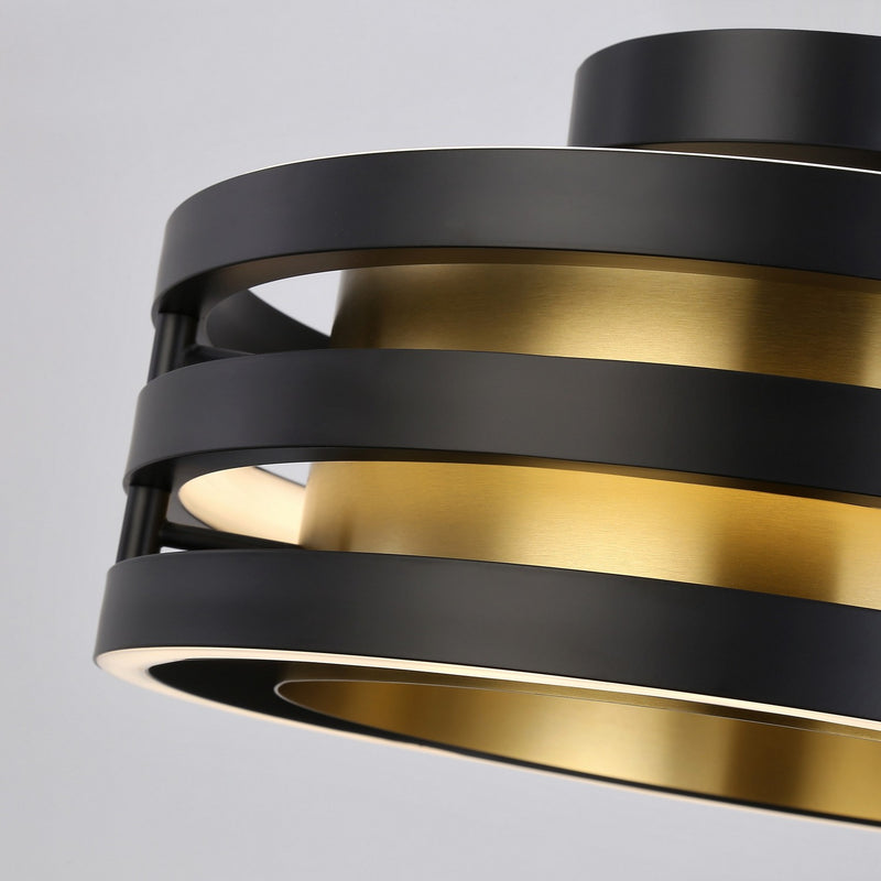 Artcraft AC6752BB LED Semi-Flush Mount, Black and Brushed Brass