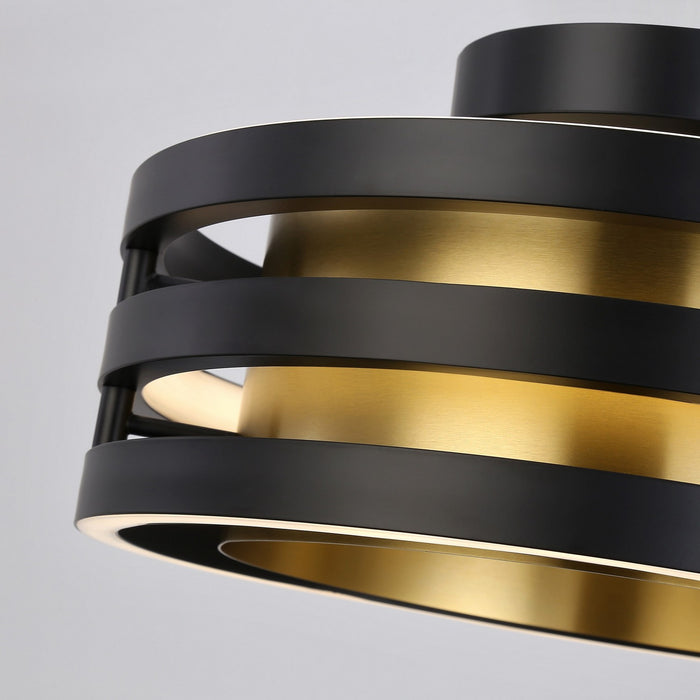 Artcraft AC6752BB LED Semi-Flush Mount, Black and Brushed Brass