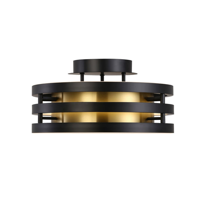 Artcraft AC6752BB LED Semi-Flush Mount, Black and Brushed Brass