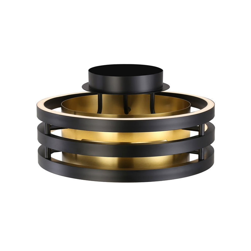 Artcraft AC6752BB LED Semi-Flush Mount, Black and Brushed Brass