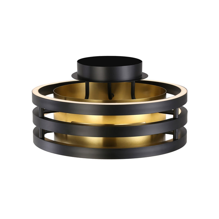 Artcraft AC6752BB LED Semi-Flush Mount, Black and Brushed Brass