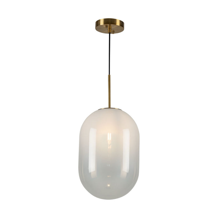 Artcraft AC10630BR One Light Pendant, White, Brass