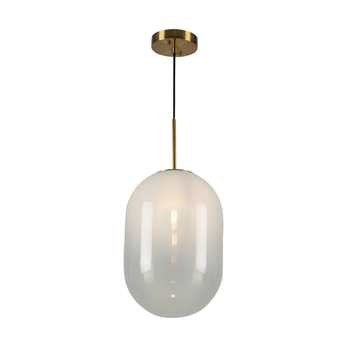 Artcraft AC10630BR One Light Pendant, White, Brass