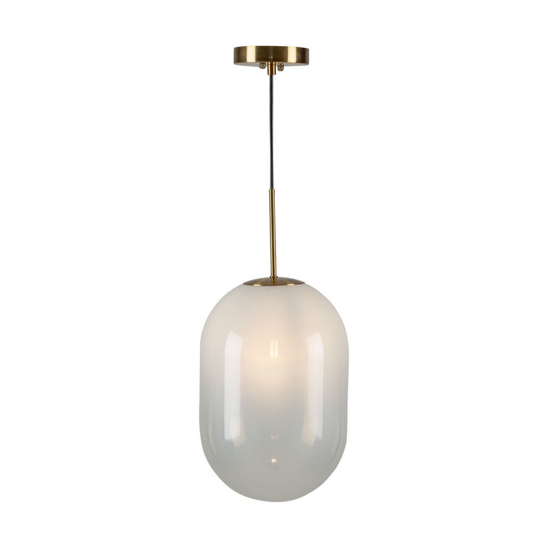 Artcraft AC10630BR One Light Pendant, White, Brass