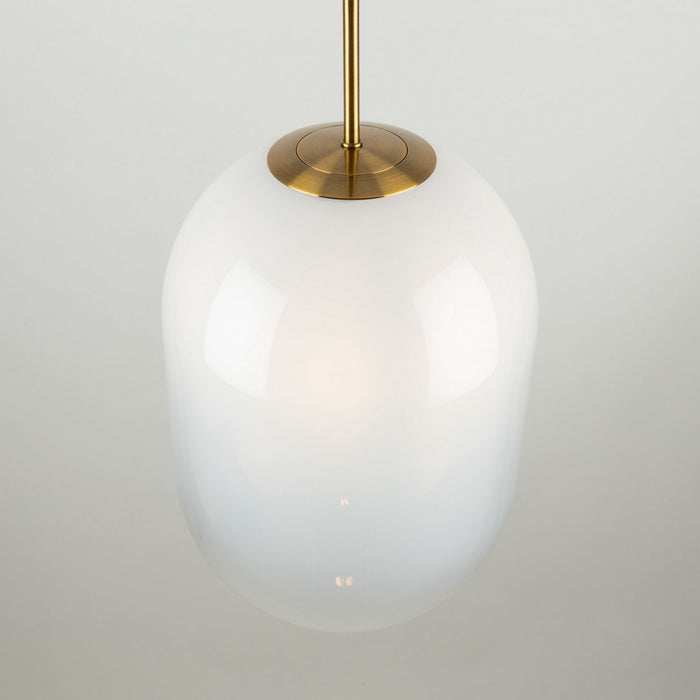 Artcraft AC10630BR One Light Pendant, White, Brass
