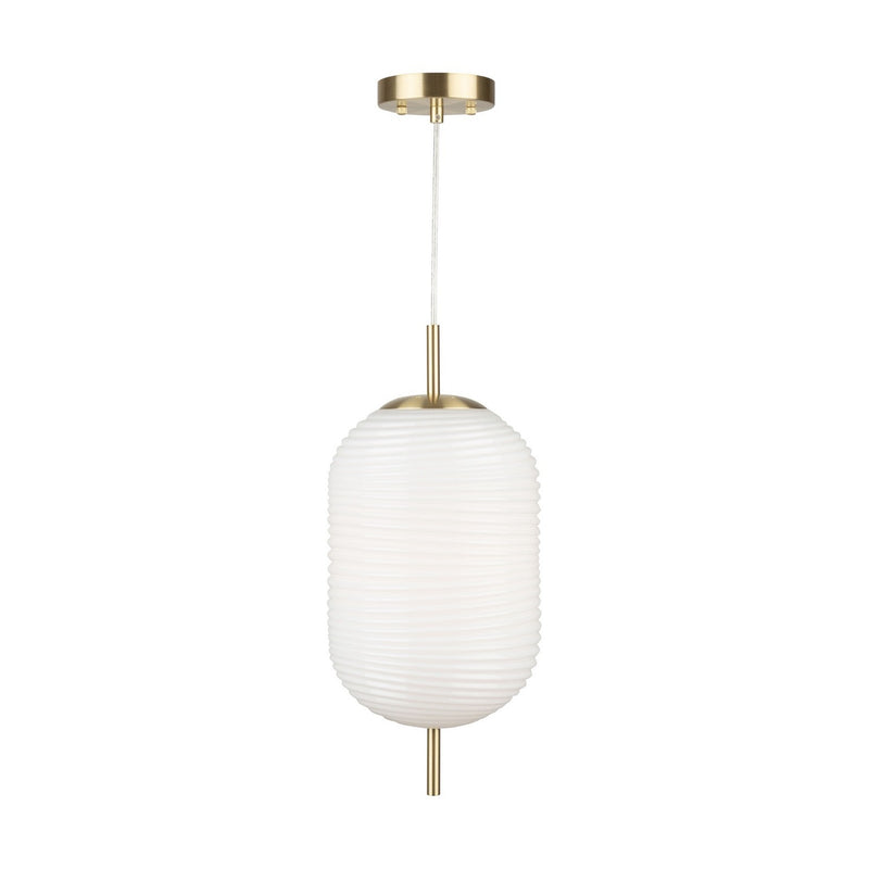 Artcraft AC10631BR One Light Pendant, White, Brass