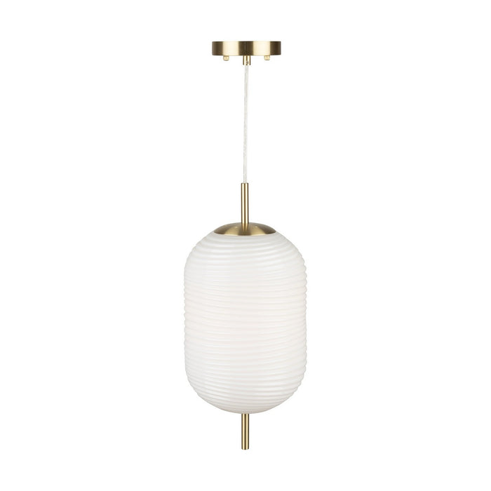 Artcraft AC10631BR One Light Pendant, White, Brass