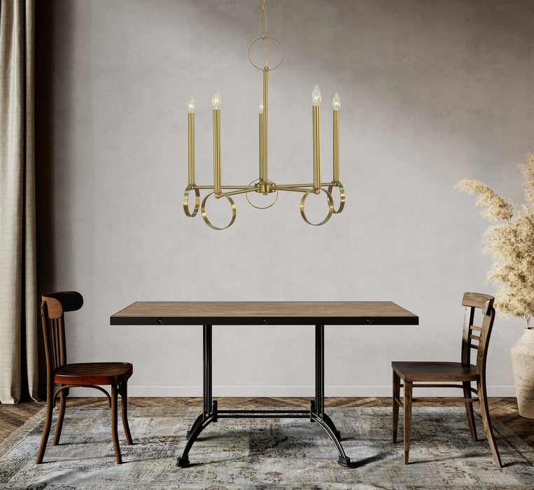 Framburg 5865 BR Five Light Chandelier, Brushed Brass