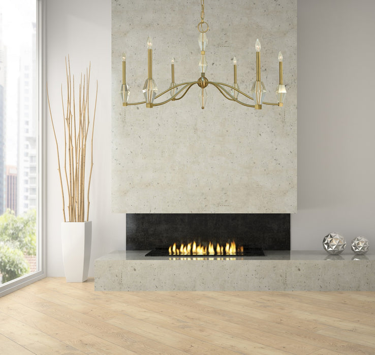 Framburg 5660 BR Six Light Chandelier, Brushed Brass