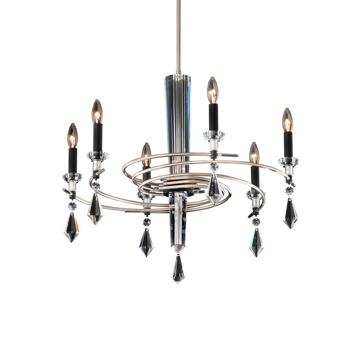Schonbek S5606-710/18R Six Light Chandelier, Soft Silver/Black