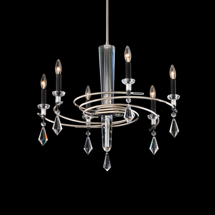 Schonbek S5606-710/18R Six Light Chandelier, Soft Silver/Black