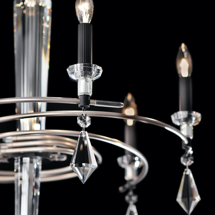 Schonbek S5606-710/18R Six Light Chandelier, Soft Silver/Black