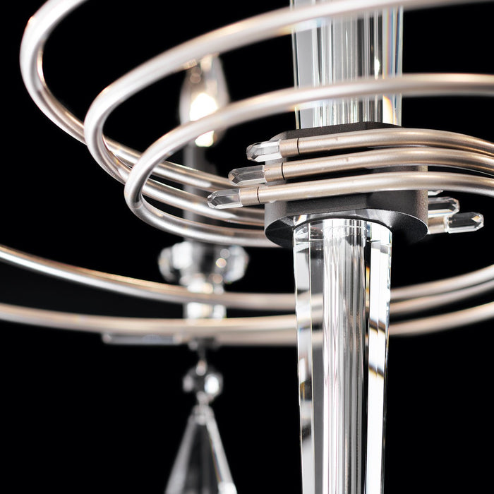 Schonbek S5606-710/18R Six Light Chandelier, Soft Silver/Black