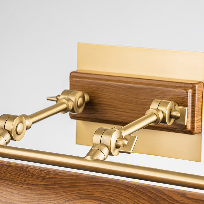 Lucas + McKearn WINCHFIELD-PLL-AB-OAK Four Light Picture Light, Aged Brass/Oak
