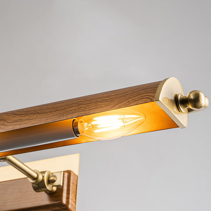 Lucas + McKearn WINCHFIELD-PLL-AB-OAK Four Light Picture Light, Aged Brass/Oak