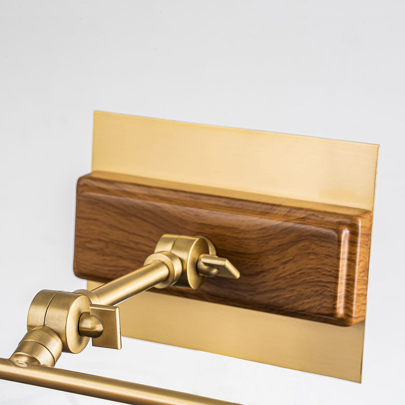 Lucas + McKearn WINCHFIELD-PLM-AB-OAK Two Light Picture Light, Aged Brass/Oak
