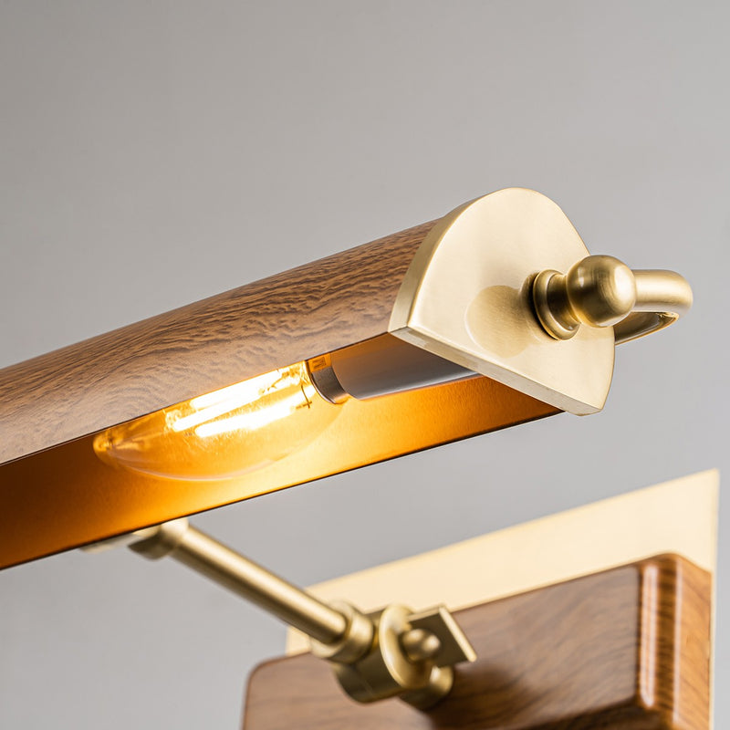 Lucas + McKearn WINCHFIELD-PLM-AB-OAK Two Light Picture Light, Aged Brass/Oak