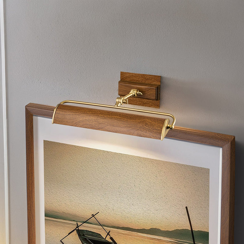 Lucas + McKearn WINCHFIELD-PLM-AB-OAK Two Light Picture Light, Aged Brass/Oak