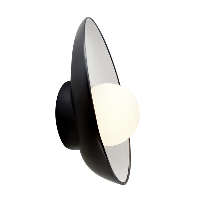 Justice Designs CER-3045-BKMT LED Wall Sconce, Gloss Black w/ Matte White