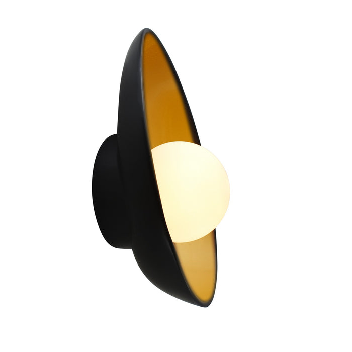 Justice Designs CER-3045-CBGD LED Wall Sconce, Carbon Matte Black w/ Champagne Gold