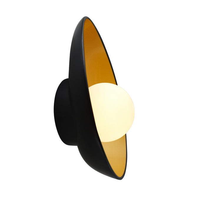 Justice Designs CER-3045-CBGD LED Wall Sconce, Carbon Matte Black w/ Champagne Gold