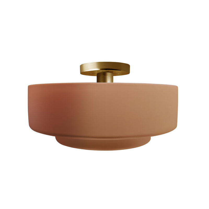 Justice Designs CER-6363-ADOB-BRSS One Light Semi-Flush Mount, Adobe