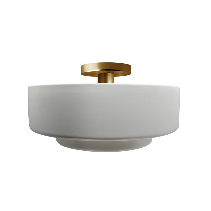 Justice Designs CER-6363-BIS-BRSS One Light Semi-Flush Mount, Bisque