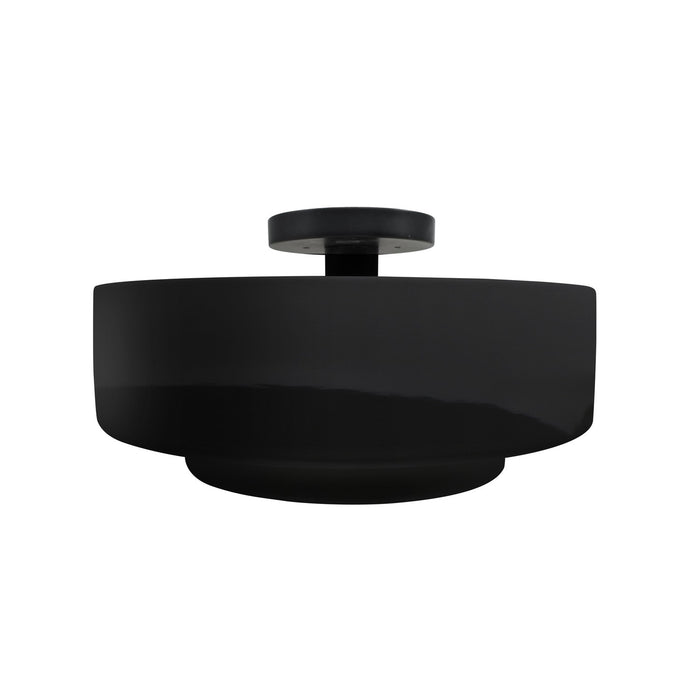 Justice Designs CER-6363-BKMT-MBLK One Light Semi-Flush Mount, Gloss Black w/ Matte White