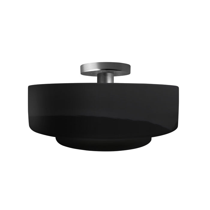 Justice Designs CER-6363-BKMT-NCKL One Light Semi-Flush Mount, Gloss Black w/ Matte White