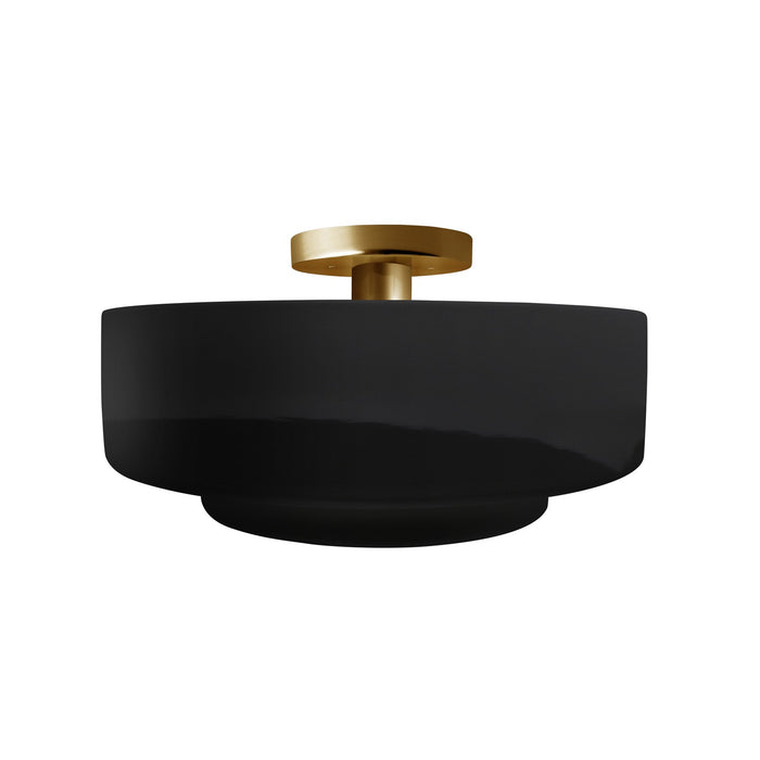 Justice Designs CER-6363-BLK-BRSS One Light Semi-Flush Mount, Gloss Black