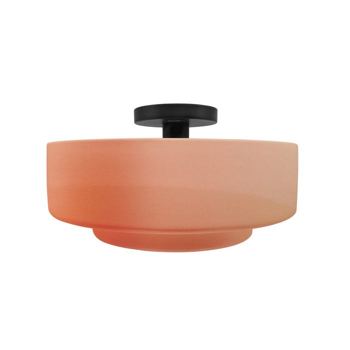 Justice Designs CER-6363-BSH-MBLK One Light Semi-Flush Mount, Gloss Blush