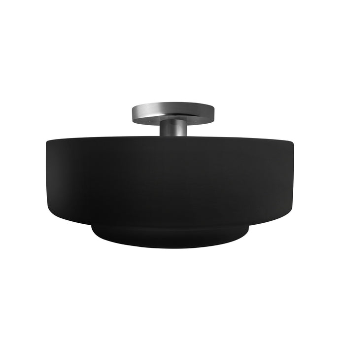 Justice Designs CER-6363-CBGD-NCKL One Light Semi-Flush Mount, Carbon Matte Black w/ Champagne Gold