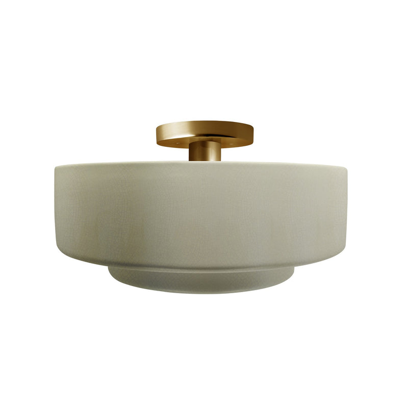 Justice Designs CER-6363-CKC-BRSS One Light Semi-Flush Mount, Celadon Green Crackle