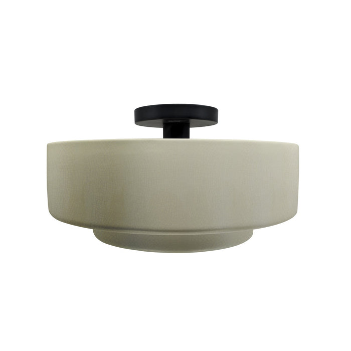 Justice Designs CER-6363-CKC-MBLK One Light Semi-Flush Mount, Celadon Green Crackle
