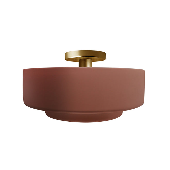 Justice Designs CER-6363-CLAY-BRSS One Light Semi-Flush Mount, Canyon Clay