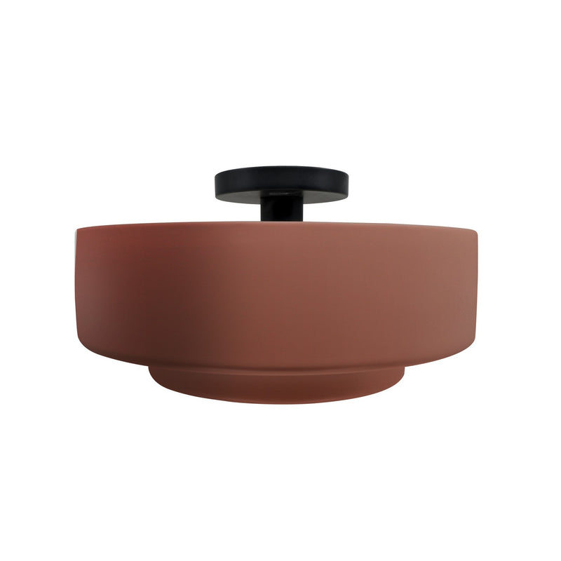 Justice Designs CER-6363-CLAY-MBLK One Light Semi-Flush Mount, Canyon Clay