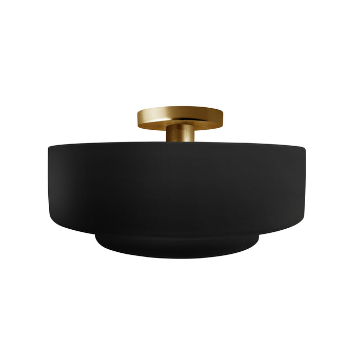 Justice Designs CER-6363-CRB-BRSS One Light Semi-Flush Mount, Carbon - Matte Black